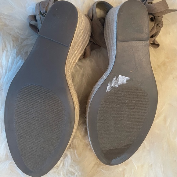 NWOT High-heel Espadrilles. Never worn. Size 9. Taupe suede with lace up ankle! - Picture 6 of 9